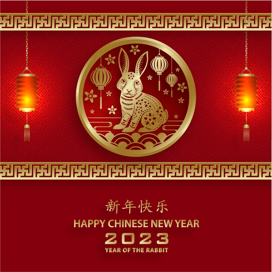 2023兔年中国风新年春节剪纸风节日宣传插画海报背景展板AI素材【051】
